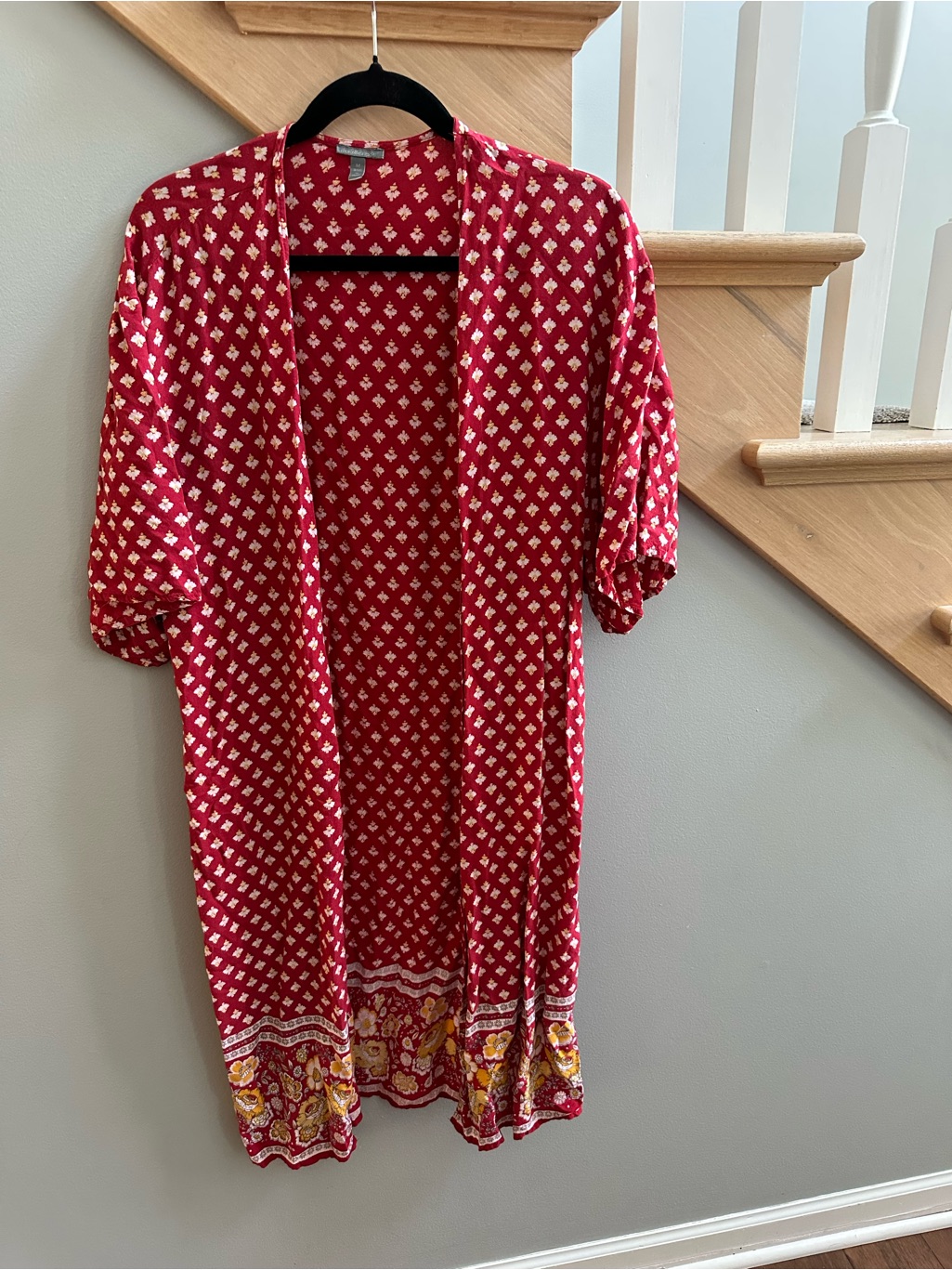 Charlotte Russe Red Floral Print Kimono